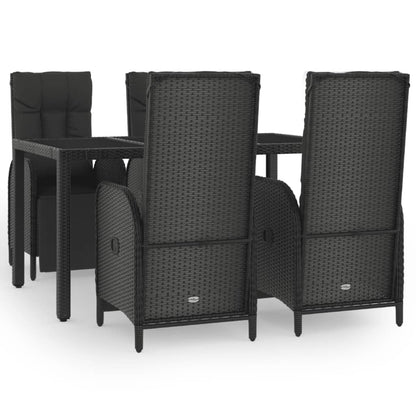 Set da Pranzo da Giardino 5 pz Nero con Cuscini in Polyrattan | homemem39