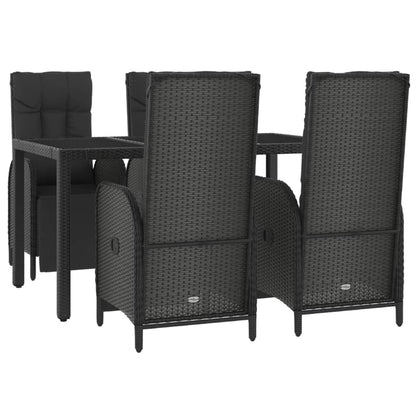 Set da Pranzo da Giardino 5 pz Nero con Cuscini in Polyrattan - homemem39