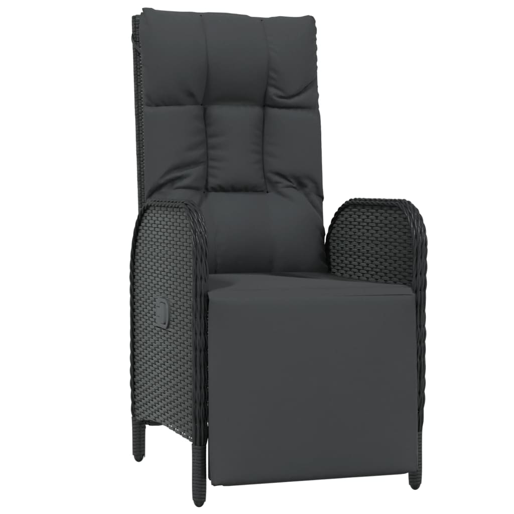 Set da Pranzo da Giardino 9 pz con Cuscini Nero in Polyrattan | homemem39