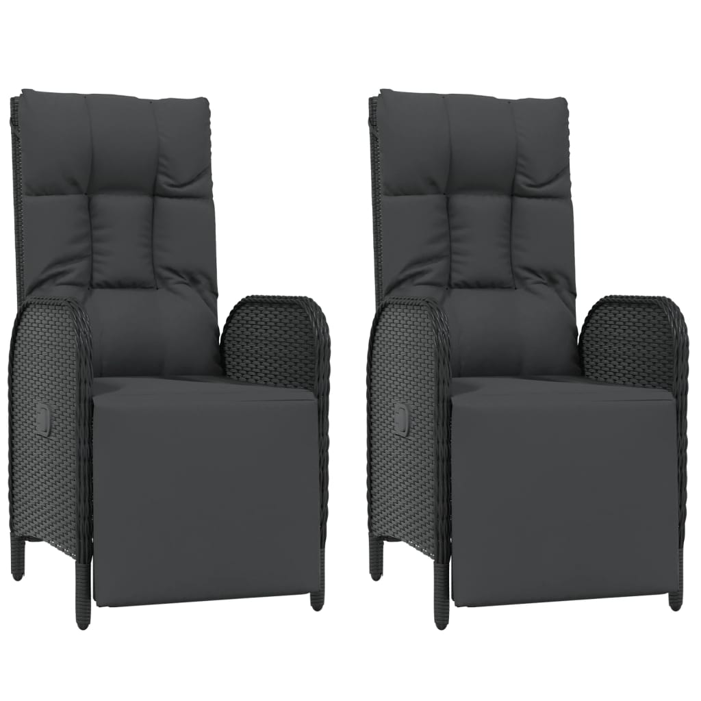 Set da Pranzo da Giardino 9 pz con Cuscini Nero in Polyrattan | homemem39