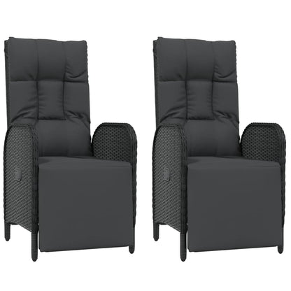 Set da Pranzo da Giardino 9 pz con Cuscini Nero in Polyrattan | homemem39