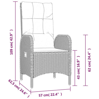 Set da Pranzo da Giardino 5 pz Nero con Cuscini in Polyrattan | homemem39