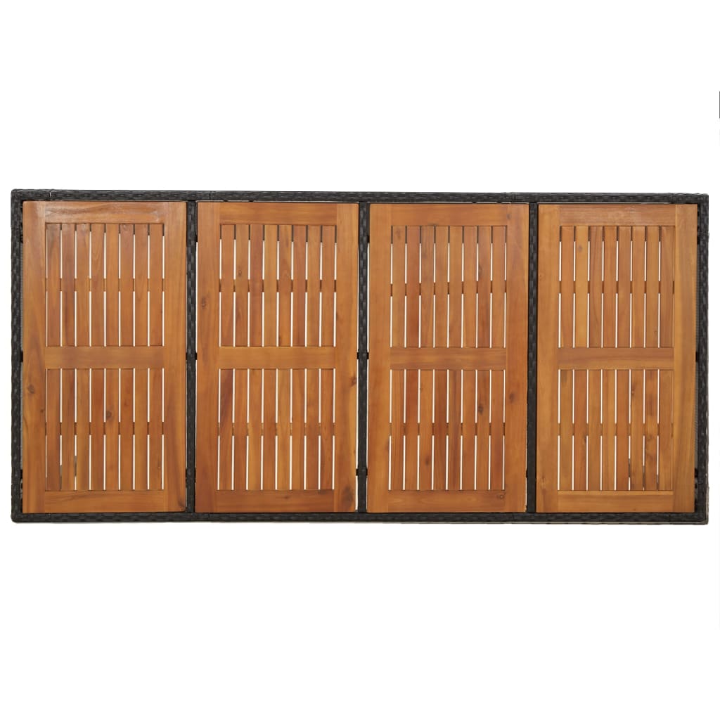 Set da Pranzo da Giardino 7 pz Nero con Cuscini in Polyrattan | homemem39