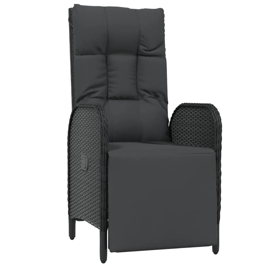 Set da Pranzo da Giardino 5 pz Nero con Cuscini in Polyrattan | homemem39