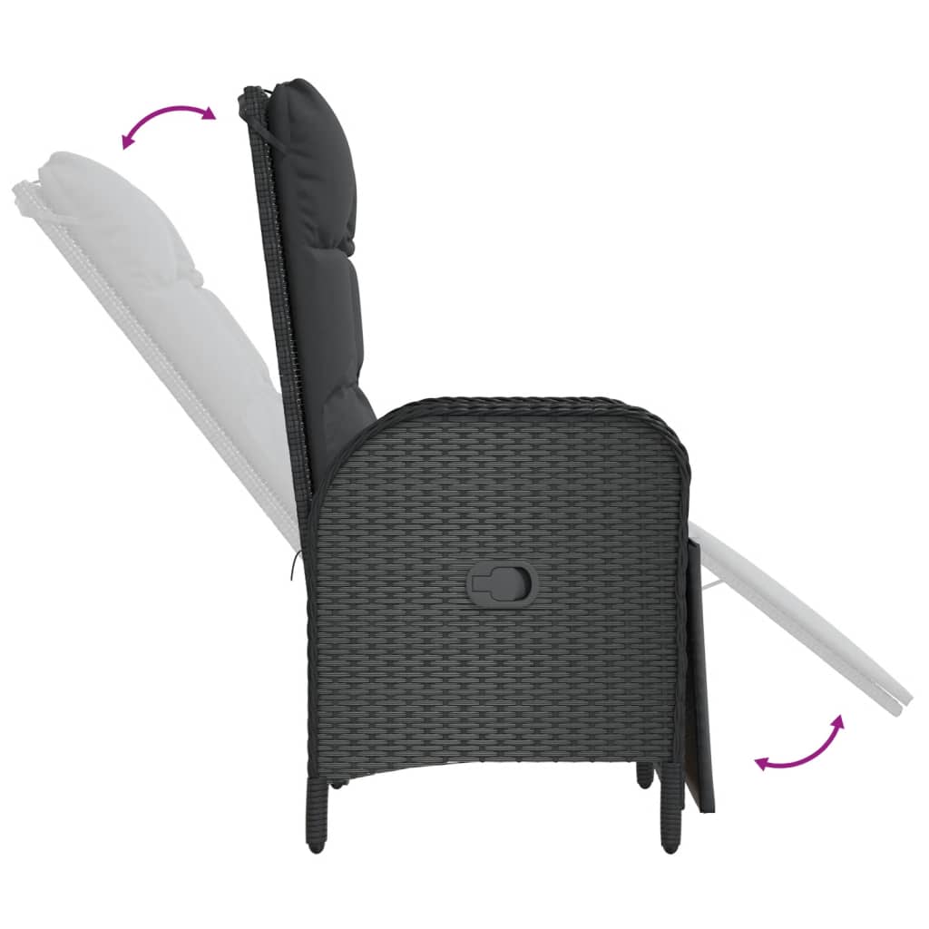 Set da Pranzo da Giardino 5 pz Nero con Cuscini in Polyrattan | homemem39