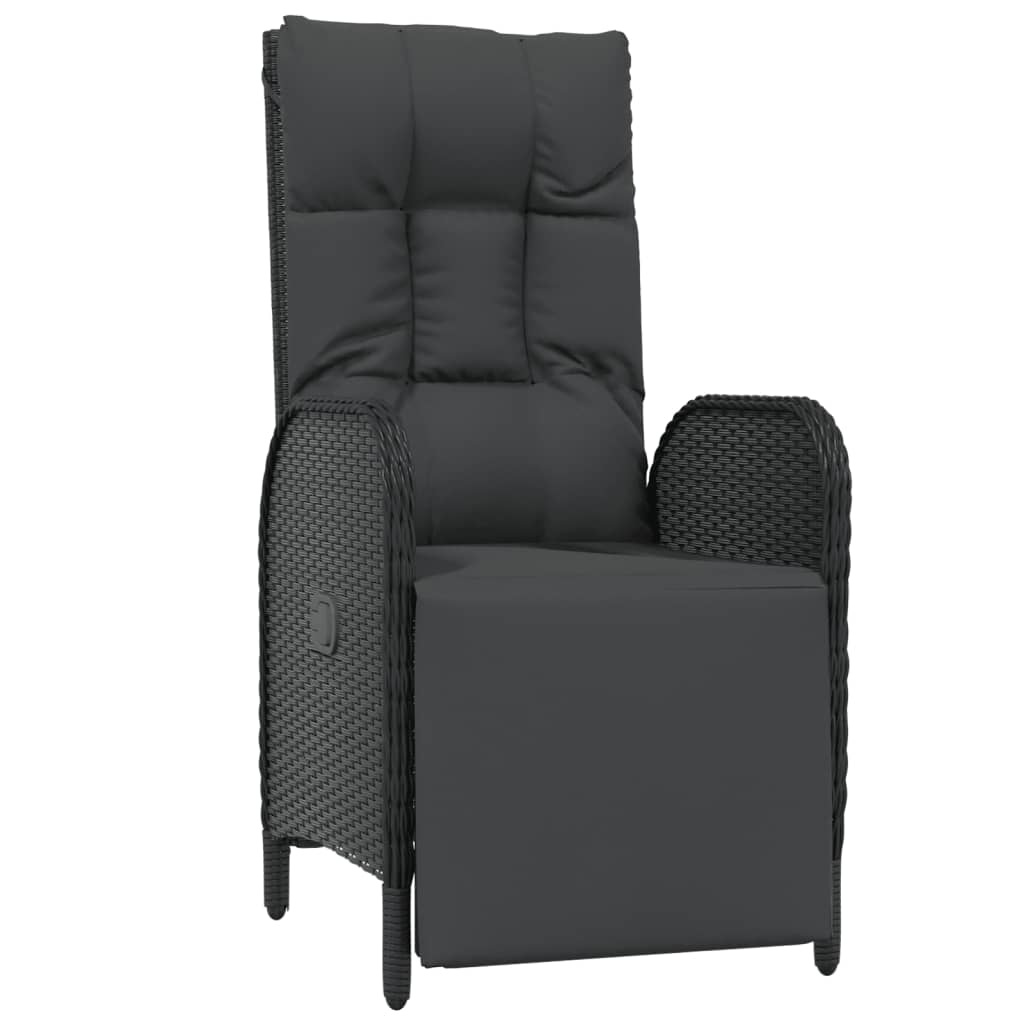 Set da Pranzo da Giardino 7 pz Nero con Cuscini in Polyrattan | homemem39
