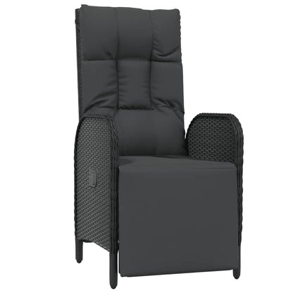 Set da Pranzo da Giardino 7 pz Nero con Cuscini in Polyrattan | homemem39
