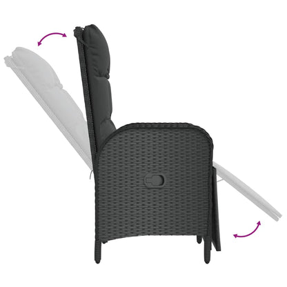 Set da Pranzo da Giardino 9 pz con Cuscini Nero in Polyrattan | homemem39