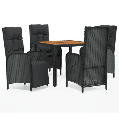 Set da Pranzo da Giardino 5 pz Nero con Cuscini in Polyrattan | homemem39