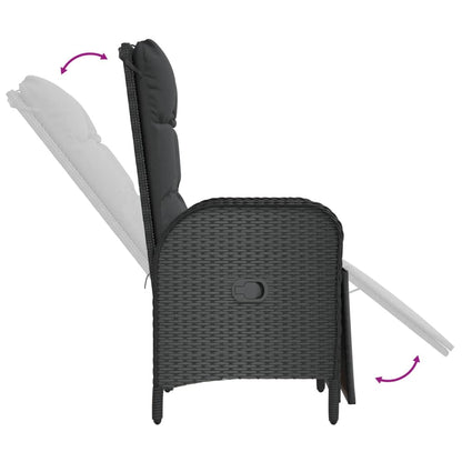 Set da Pranzo da Giardino 5 pz Nero con Cuscini in Polyrattan | homemem39