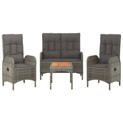 Set da Pranzo da Giardino 4 pz con Cuscini in Polyrattan Grigio | homemem39