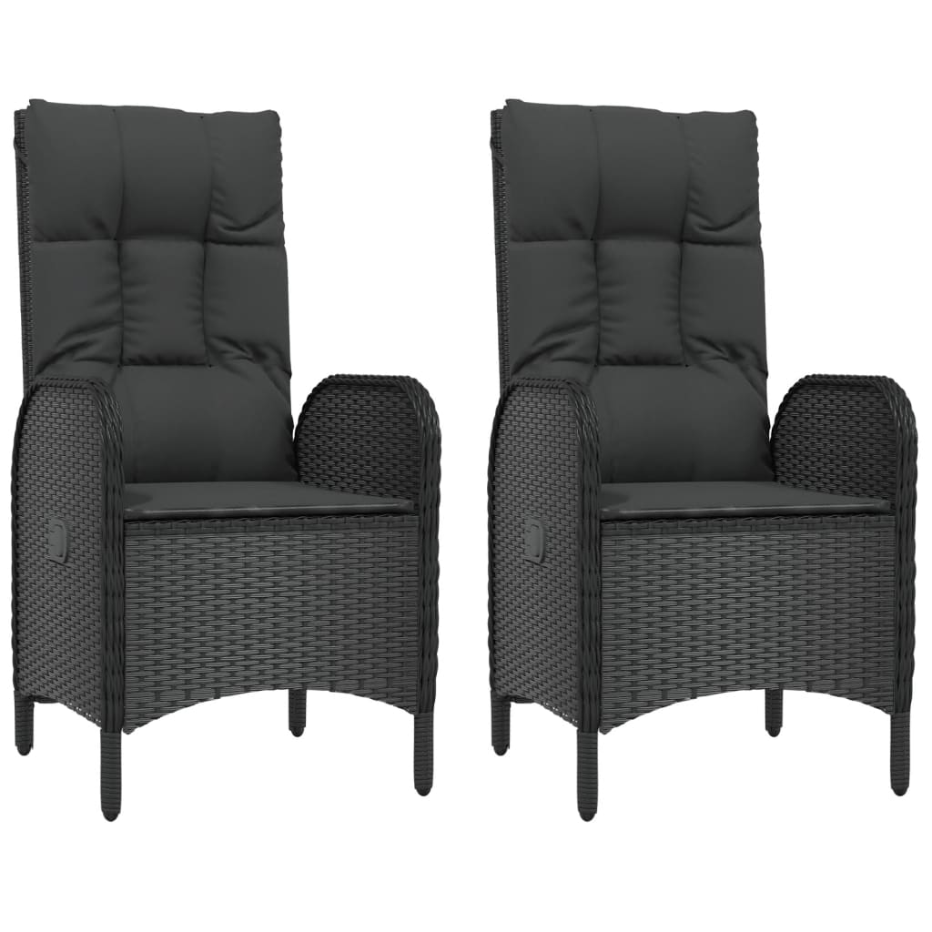 Set da Pranzo da Giardino 4 pz con Cuscini Nero in Polyrattan | homemem39