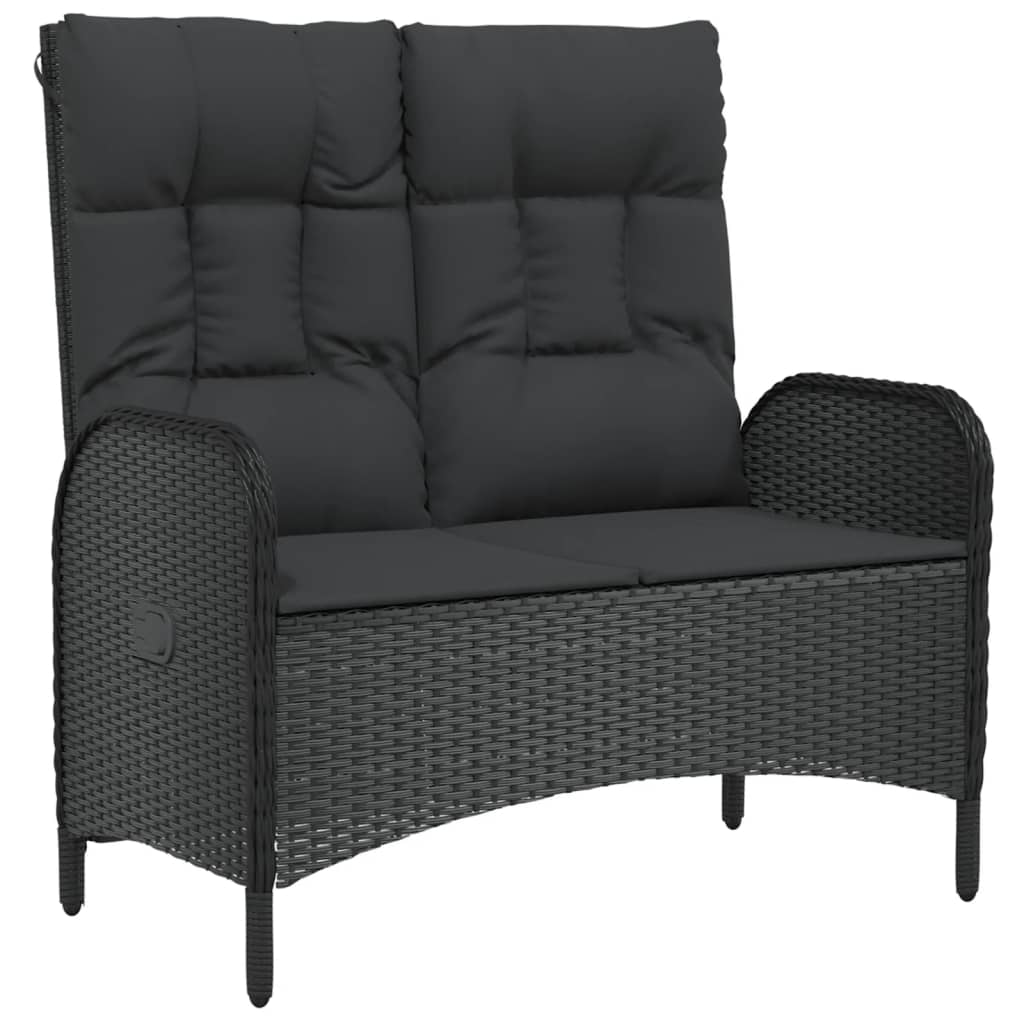 Set da Pranzo da Giardino 4 pz con Cuscini Nero in Polyrattan - homemem39