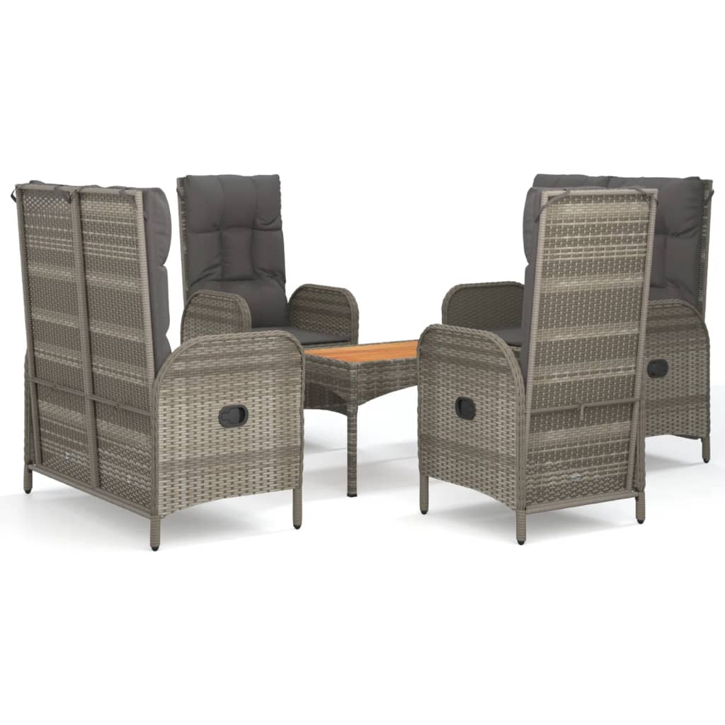 Set da Pranzo da Giardino 5 pz con Cuscini in Polyrattan Grigio | homemem39