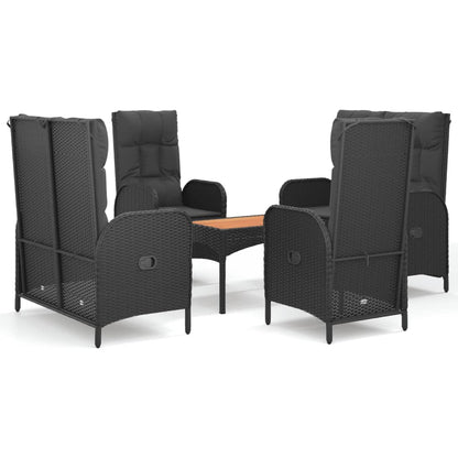 Set da Pranzo da Giardino 5 pz Nero con Cuscini in Polyrattan | homemem39