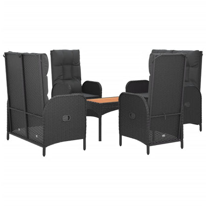 Set da Pranzo da Giardino 5 pz Nero con Cuscini in Polyrattan | homemem39
