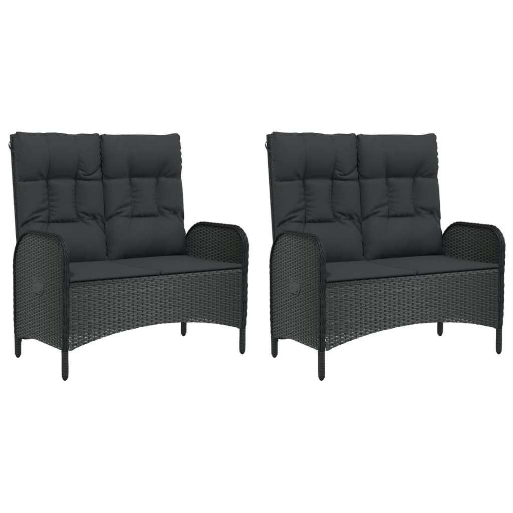 Set da Pranzo da Giardino 5 pz Nero con Cuscini in Polyrattan | homemem39