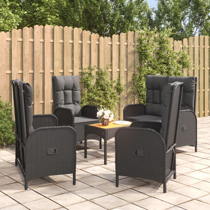 Set da Pranzo da Giardino 5 pz Nero con Cuscini in Polyrattan | homemem39