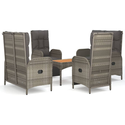 Set da Pranzo da Giardino 5 pz con Cuscini in Polyrattan Grigio | homemem39