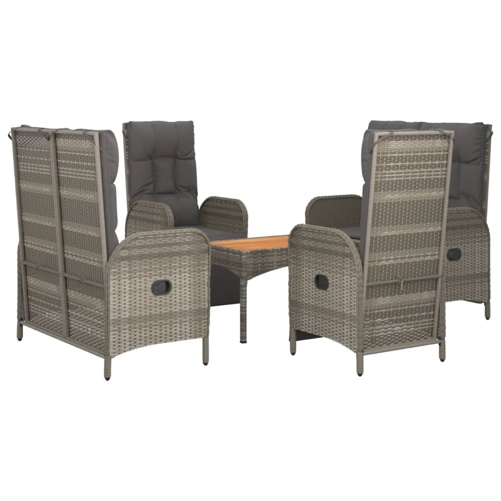 Set da Pranzo da Giardino 5 pz con Cuscini in Polyrattan Grigio | homemem39