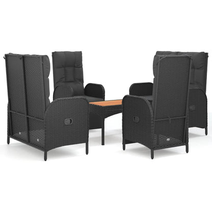 Set da Pranzo da Giardino 5 pz Nero con Cuscini in Polyrattan | homemem39