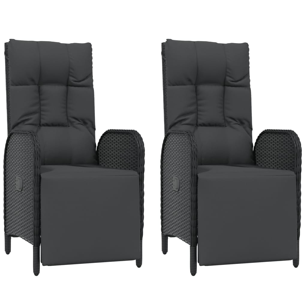 Set da Pranzo da Giardino 5 pz Nero con Cuscini in Polyrattan | homemem39
