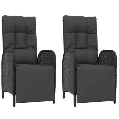 Set da Pranzo da Giardino 5 pz Nero con Cuscini in Polyrattan | homemem39
