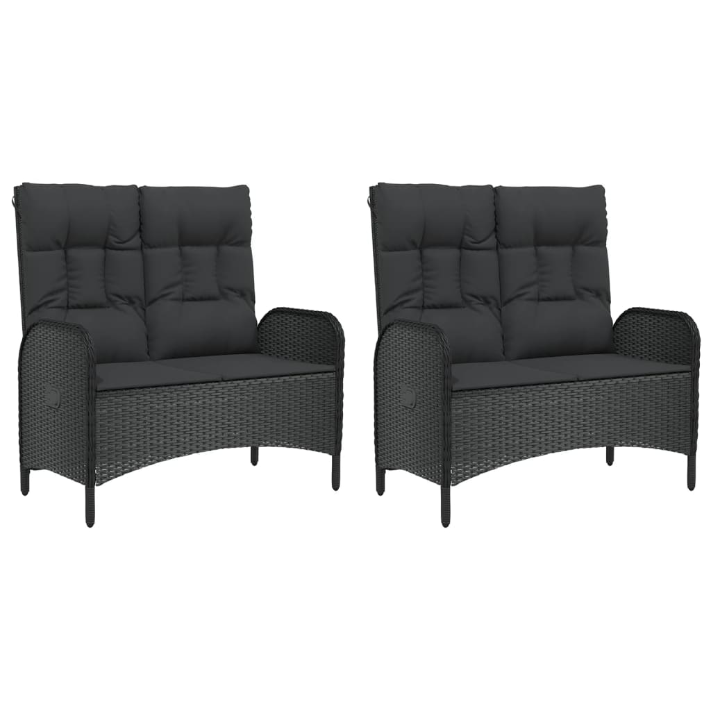 Set da Pranzo da Giardino 5 pz Nero con Cuscini in Polyrattan | homemem39