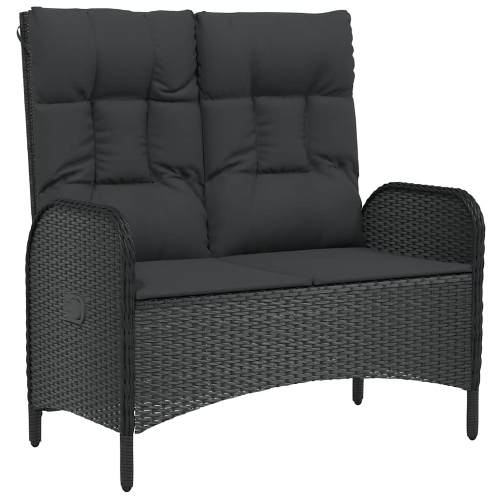 Set da Pranzo da Giardino 5 pz Nero con Cuscini in Polyrattan | homemem39