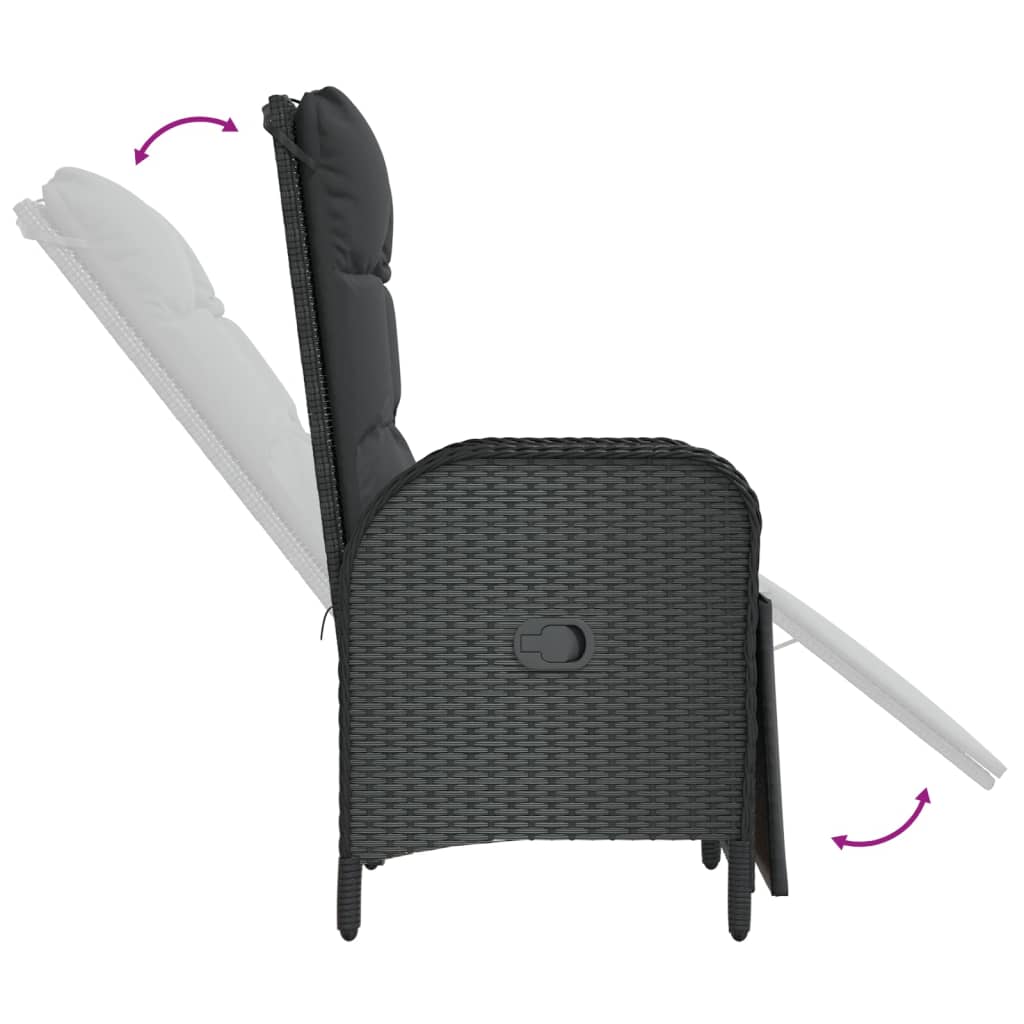 Set da Pranzo da Giardino 5 pz Nero con Cuscini in Polyrattan | homemem39