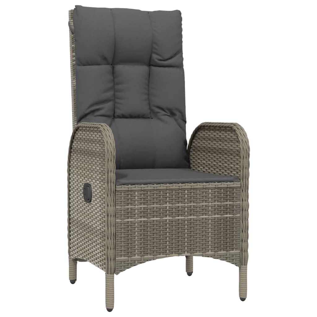 Set da Pranzo da Giardino 3 pz con Cuscini in Polyrattan Grigio - homemem39