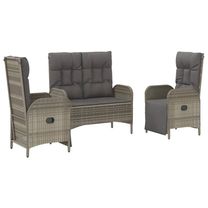 Set da Pranzo da Giardino 3 pz con Cuscini in Polyrattan Grigio | homemem39