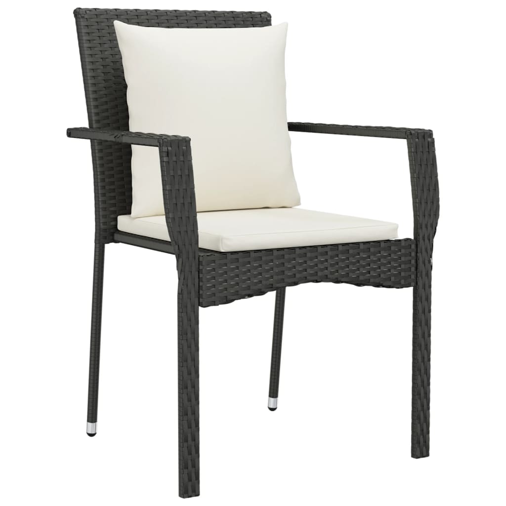Set da Pranzo da Giardino 5 pz Nero con Cuscini in Polyrattan | homemem39