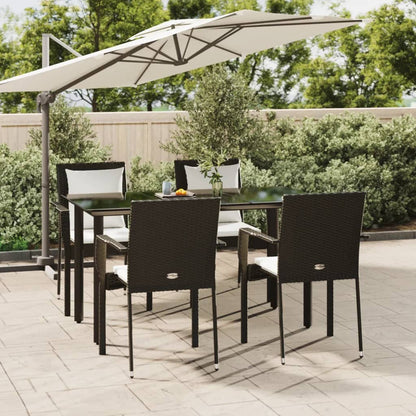 Set da Pranzo da Giardino 5 pz Nero con Cuscini in Polyrattan - homemem39