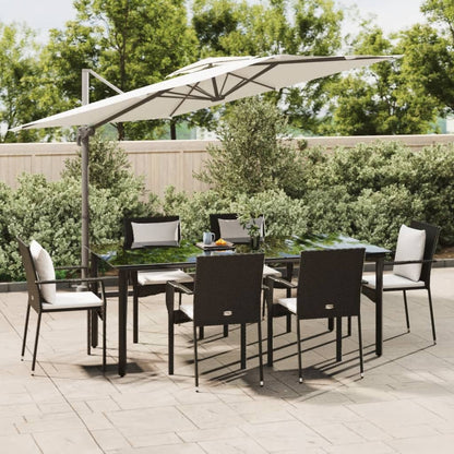 Set da Pranzo da Giardino 7 pz Nero con Cuscini in Polyrattan | homemem39