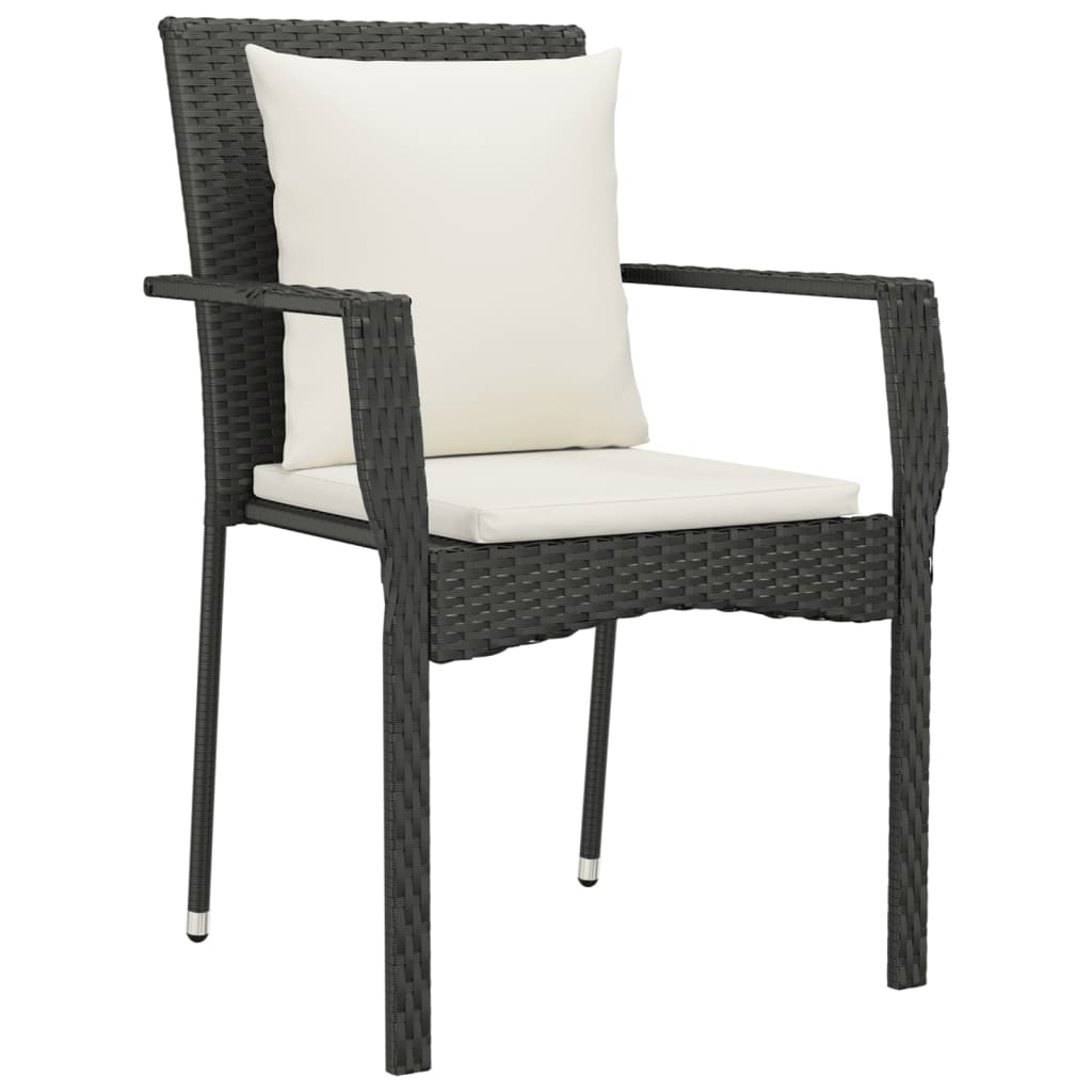 Set da Pranzo da Giardino 9 pz con Cuscini Nero in Polyrattan | homemem39