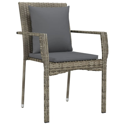 Set da Pranzo Giardino 5pz Nero e Grigio con Cuscini Polyrattan | homemem39