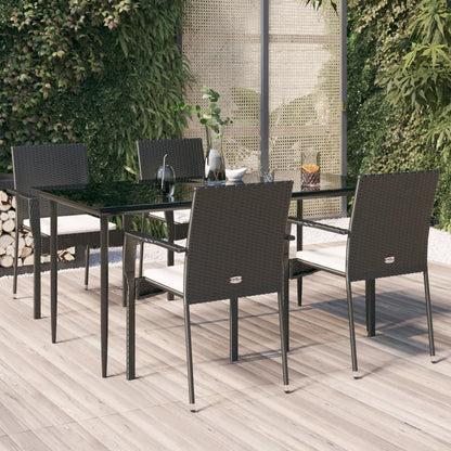 Set da Pranzo da Giardino 5 pz Nero con Cuscini in Polyrattan | homemem39