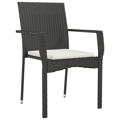 Set da Pranzo da Giardino 7 pz Nero con Cuscini in Polyrattan - homemem39