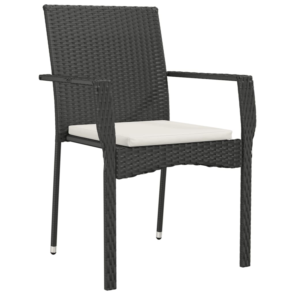 Set da Pranzo da Giardino 5 pz Nero con Cuscini in Polyrattan | homemem39