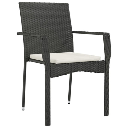 Set da Pranzo da Giardino 9 pz con Cuscini Nero in Polyrattan | homemem39