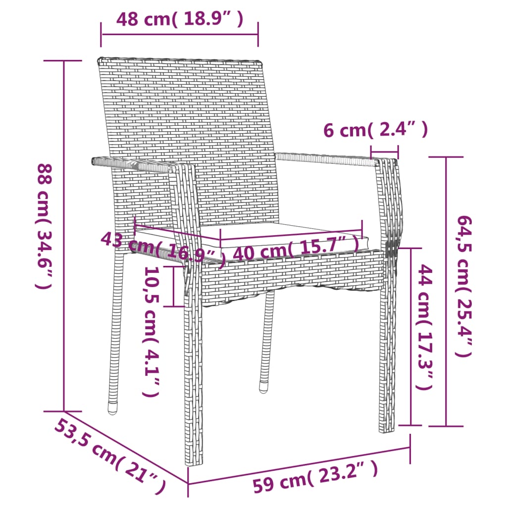 Set da Pranzo da Giardino 9 pz con Cuscini Nero in Polyrattan | homemem39