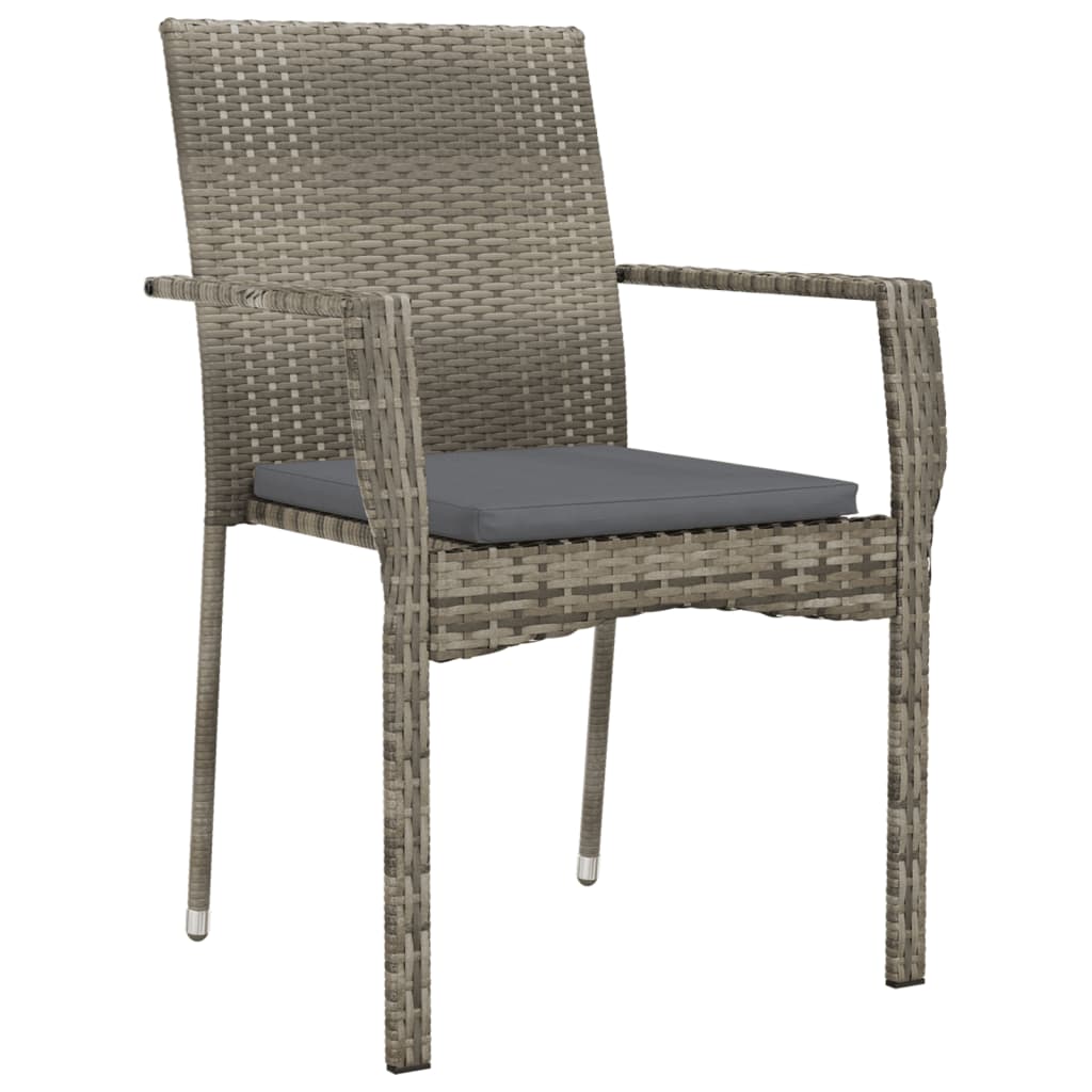 Set da Pranzo Giardino 9pz con Cuscini Nero e Grigio Polyrattan - homemem39