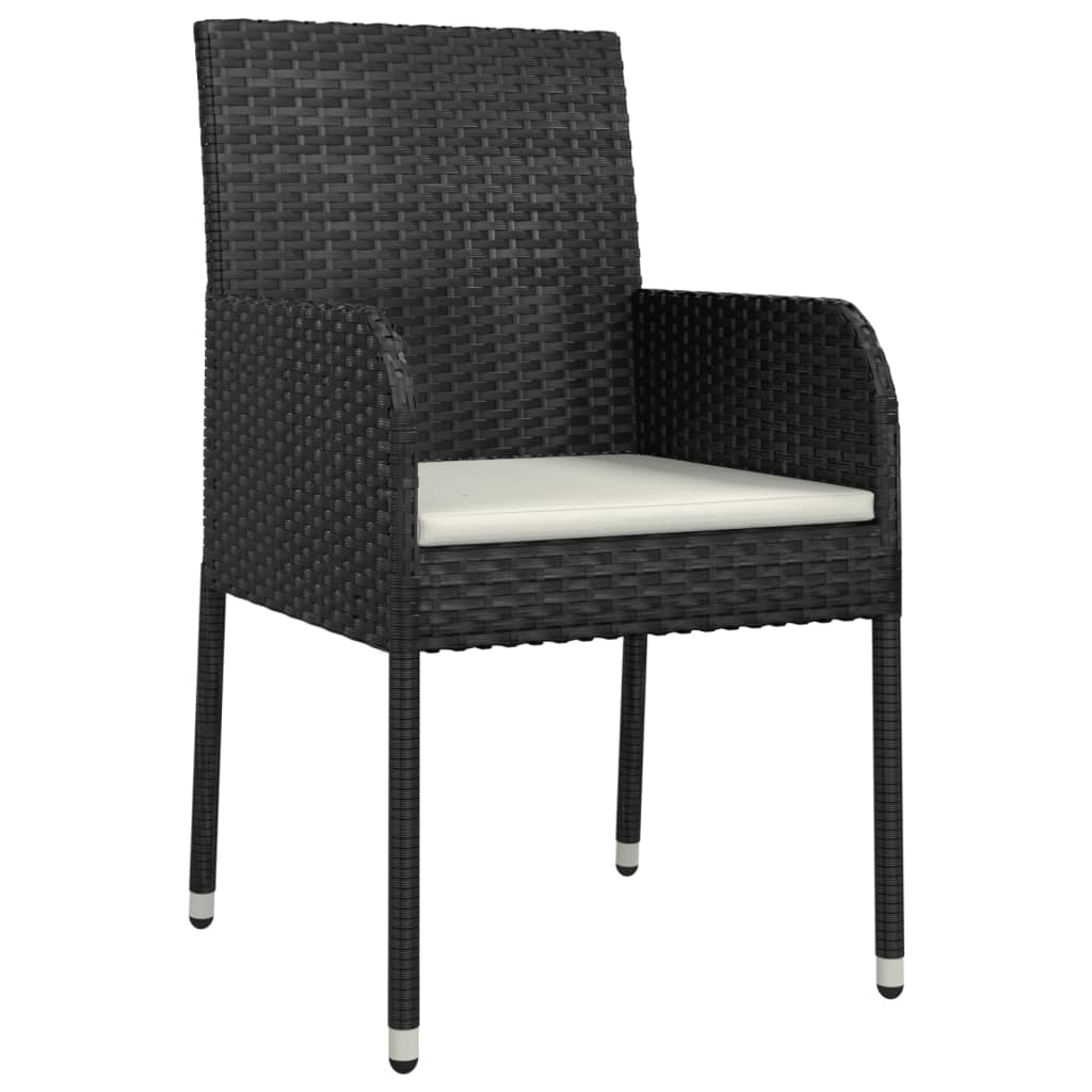 Set da Pranzo da Giardino 5 pz Nero con Cuscini in Polyrattan | homemem39
