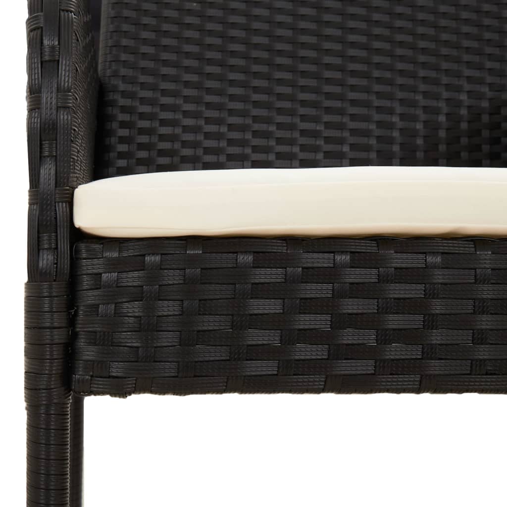 Set da Pranzo da Giardino 5 pz Nero con Cuscini in Polyrattan | homemem39