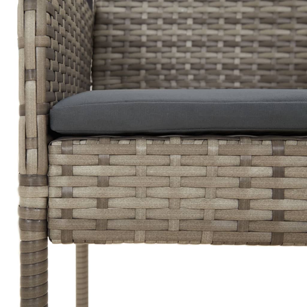 Set da Pranzo Giardino 5pz Nero e Grigio con Cuscini Polyrattan | homemem39