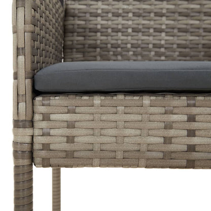 Set da Pranzo Giardino 5pz Nero e Grigio con Cuscini Polyrattan | homemem39