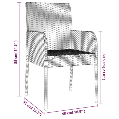 Set da Pranzo da Giardino 9 pz con Cuscini Nero in Polyrattan | homemem39
