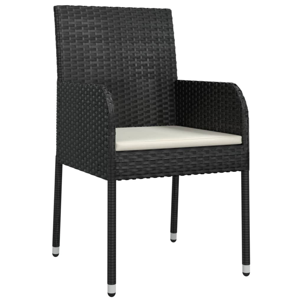 Set da Pranzo da Giardino 9 pz con Cuscini Nero in Polyrattan | homemem39