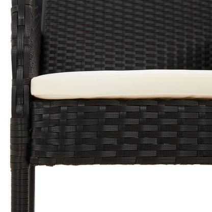 Set da Pranzo da Giardino 9 pz con Cuscini Nero in Polyrattan | homemem39